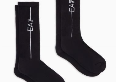 EA7 σετ ανδρικές μακριές κάλτσες ribbed με λογότυπο (2 ζευγάρια) - 246002CC999 Μαύρο - EA7 - 