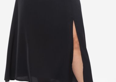 Εβαζέ maxi φούστα με άνοιγμα μπροστά σε μαύρο χρώμα -  - 