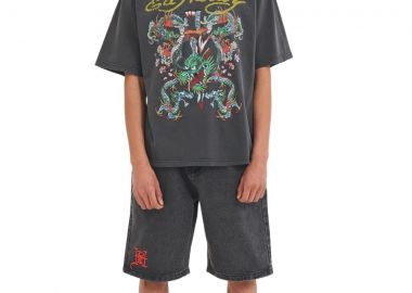 Ed Hardy Battle Of The Dragons Ανδρικό T-Shirt - Γκρι-ED3925-GREY - ED HARDY - 