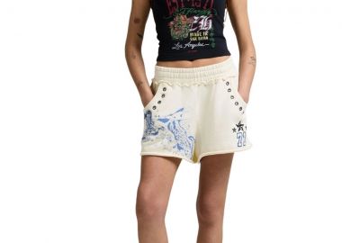 Ed Hardy Fighting Eagle Γυναικεία Sweat Shorts - Μπεζ-ED5729-BEIGE - ED HARDY - 