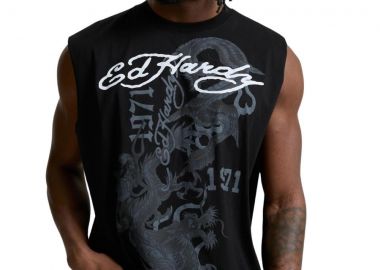 Ed Hardy Flying Dragon Ανδρικό Sleeveless T-Shirt - Μαύρη-ED5856-BLACK - ED HARDY - 