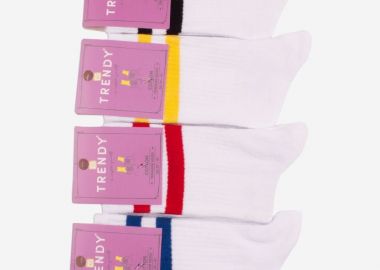 ΕΦΗΒΙΚΗ ΚΑΛΤΣΑ TWO STRIPES TRENDY ΛΕΥΚΟ PACK 4 ΤΕΜ Λευκό - Trendy - 