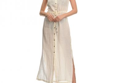 Εκρού λινό φόρεμα παραλίας - SUNDAY HABITS - 