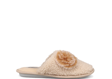 Εκρού παντόφλα με πον-πον - MIGATO - 