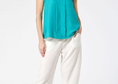 ΕΚΡΟΥ BAGGY ΠΑΝΤΕΛΟΝΙ LINEN-LOOK ΜΕ ΤΣΕΠΕΣ - Anna Raxevsky - 