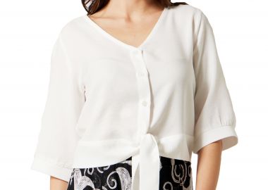 ΕΚΡΟΥ CROP TOP ΠΟΥΚΑΜΙΣΟ ΜΕ ΔΕΣΙΜΟ - Anna Raxevsky - 