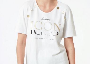 ΕΚΡΟΥ ΚΟΝΤΟΜΑΝΙΚΗ ΜΠΛΟΥΖΑ ΜΕ ΤΥΠΩΜΑ ΚΑΙ ΚΟΥΜΠΙΑ - Anna Raxevsky - 