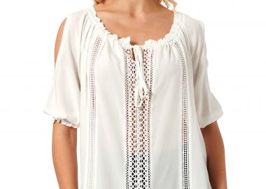 ΕΚΡΟΥ ΜΠΛΟΥΖΑ ΜΕ ΑΝΟΙΓΜΑ ΣΤΟΥΣ ΩΜΟΥΣ ΚΑΙ ΔΑΝΤΕΛΑ - Anna Raxevsky - 