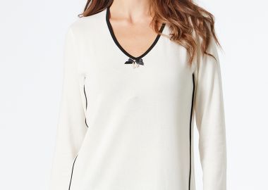 ΕΚΡΟΥ ΠΛΕΚΤΗ ΜΠΛΟΥΖΑ ΜΕ ΜΑΥΡΑ ΡΕΛΙΑ - Anna Raxevsky - 