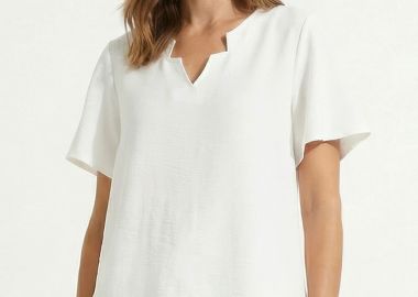 ΕΚΡΟΥ V-NECK ΜΠΛΟΥΖΑ LINEN LOOK - Anna Raxevsky - 
