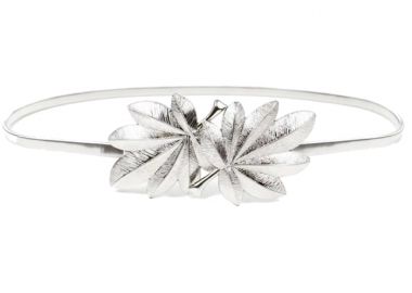ελαστική μεταλλική ζώνη Leaf silver - PerfectDress.gr - 