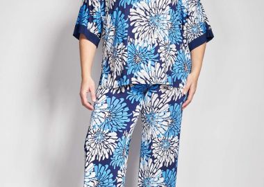 Ελαστική παντελόνα με έντονο floral μοτίβο -  - 