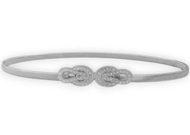 ελαστική ζώνη Gordian strass ασημί - PerfectDress.gr - 