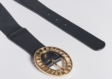 Ελαστική ζώνη μέσης με οβάλ αγκράφα διακοσμημένη με κρυστάλλους -  - 