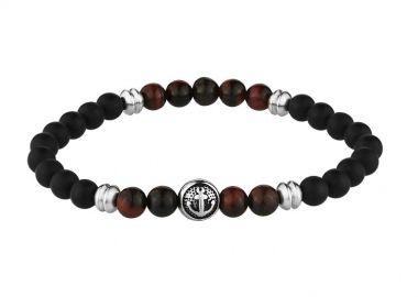 Ελαστικό Βραχιόλι Με Ημιπολύτιμους Λίθους Όνυχα Και Μάτι Τίγρη Και Άγκυρα Από Ανοξείδωτο Ατσάλι TU29546 - AMOR AMOR - 