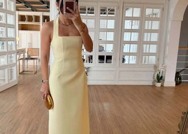 Eliza μιντι γυναικείο φόρεμα κίτρινο - SOU - 