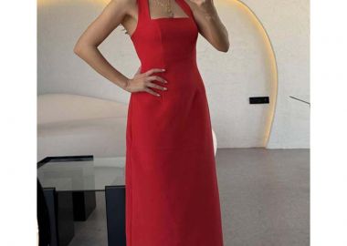 Eliza μίντι γυναικείο φόρεμα κόκκινο - SOU - 