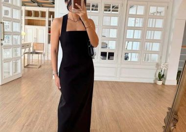 Eliza μιντι γυναικείο φόρεμα μαύρο - SOU - 