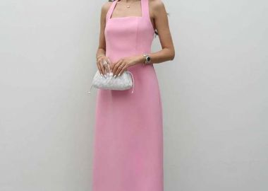 Eliza μιντι γυναικείο φόρεμα ροζ - SOU - 