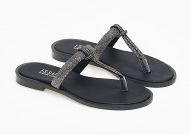 Ελληνικά χειροποίητα σανδάλια με στρας - Μαύρο - Issue - 