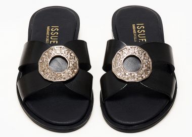 Ελληνικά σανδάλια με φάσα και αγκράφα - Μαύρο - Issue - 