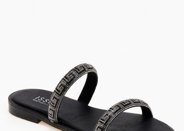 Ελληνικά σανδάλια με glitter και μαίανδρο - Μαύρο - Issue - 