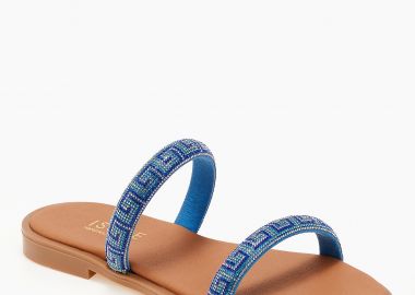 Ελληνικά σανδάλια με glitter και μαίανδρο - Μπλε - Issue - 