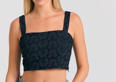 Embroidery cropped top με μοτίβο - FUNKY BUDDHA - 