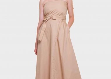 Emme by Marella γυναικείο midi φόρεμα strapless με ζώνη - 2515221502200 Μπεζ - EMME - 