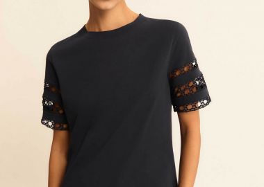 Emme by Marella γυναικείο T-shirt με δαντέλα στα μανίκια 