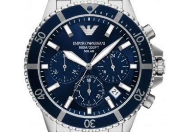 EMPORIO ARMANI Solar World Explorer Chronograph - AR11681, Silver case with Stainless Steel Bracelet - Emporio Armani - 