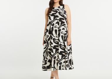 Εμπριμέ αμάνικο maxi φόρεμα βισκόζη - MAT FASHION - 