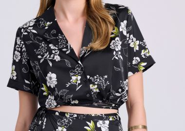 Εμπριμέ cropped cut out πουκάμισο με δέσιμο - FUNKY BUDDHA - 