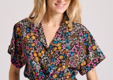 Εμπριμέ cropped πουκάμισο με μπροστινό δέσιμο - FUNKY BUDDHA - 