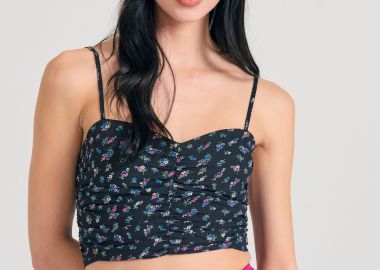 Εμπριμέ cropped τοπ από τεχνητό μετάξι - FUNKY BUDDHA - 