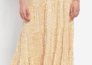 Εμπριμέ φούστα από βισκόζη με κουμπιά - FUNKY BUDDHA - 