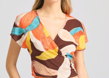 Εμπριμέ κρουαζέ τοπ σε ethnic look - FUNKY BUDDHA - 