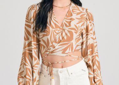 Εμπριμέ μακρυμάνικη κρουαζέ μπλούζα - FUNKY BUDDHA - 