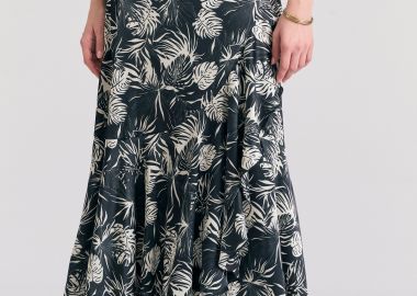 Εμπριμέ μάξι κρουαζέ φούστα με βολάν - FUNKY BUDDHA - 