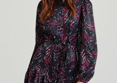 Εμπριμέ μίνι φόρεμα με βολάν - FUNKY BUDDHA - 