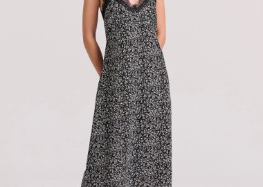 Εμπριμέ μίντι φόρεμα με λεπτομέρειες δανδέλας - FUNKY BUDDHA - 