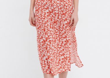 Εμπριμέ μίντι φούστα με σκίσιμο - FUNKY BUDDHA - 