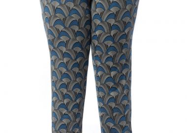 Εμπριμέ παντελόνι με φαρδιά μπάσκα σε μπλε χρώμα -  - 