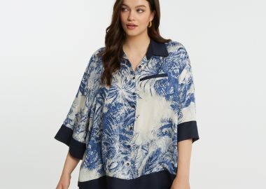 Εμπριμέ πουκάμισο βισκόζη με αντίθεση στον γιακά - MAT FASHION - 