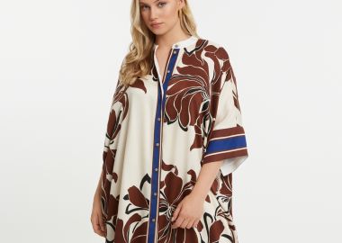 Εμπριμέ πουκάμισο βισκόζη με μάο γιακά - MAT FASHION - 