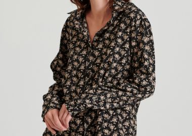 Εμπριμέ πουκάμισο με ασύμμετρο τελείωμα - FUNKY BUDDHA - 