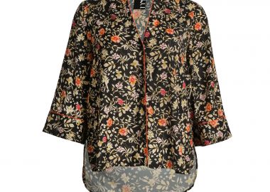 Εμπριμέ πουκάμισο με floral σχέδιο και contrast λεπτομέρειες - MAT FASHION - 