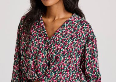 Εμπριμέ πουκάμισο με μπροστινό δέσιμο με κόμπο - FUNKY BUDDHA - 