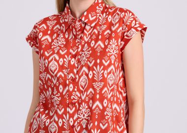 Εμπριμέ πουκάμισο με τύπωμα σε boho look - FUNKY BUDDHA - 