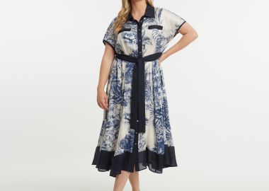 Εμπριμέ σεμιζιέ φόρεμα βισκόζη με ζώνη - MAT FASHION - 